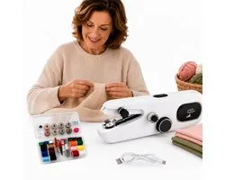 Caryota Handnaaimachine - Mini Naaimachine met LED-display - 3 Snelheidsstanden - Elektrisch - Voor Reizen & Reparaties - Complete Set - Draadloos