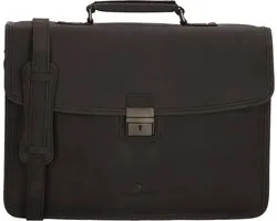 Hide & Stitches Oklahoma Laptoptas 13,3 inch (29,4x16,6 cm.) - 100% Leer - Zwart