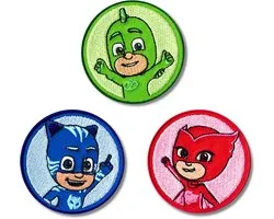PJ Masks Heldenteam Set Strijkpatches (3 Stuks) – Catboy, Owlette & Gekko Kinder Patches – Opstrijkbaar Embleem voor Rugzak, Jas, Hoodie & Schooltas