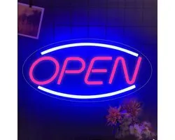 LED Neon Open Sign - Protecu 3D Art Open Neon Sign | USB Powered Neon Lights LED Signs for Wall Decor Business Window Store Bar Restaurant Door (Open) - beschadigde verpakking