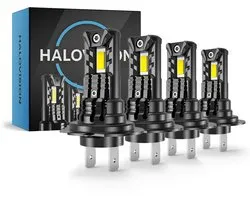 HaloVision Turbo LED Groot Licht + Koplampen H7 – 25W 5000Lm 6000K Helder Wit – Canbus Plug en Play Dimlicht + Grootlicht LED Set van 4 Autolampen
