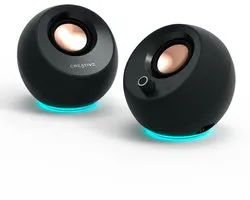 Creative Pebble Pro Minimalistische 2.0 USB-C computerluidsprekers met Bluetooth 5.3 en aanpasbare RGB-verlichting