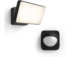 Philips Hue Welcome Verstraler (Zwart) - Buitenlamp met Bewegingssensor - Warmwit Licht - Incl. Hue Bewegingssensor voor Buiten - Hue White