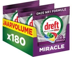 Dreft Platinum Miracle All-In-One - 30 Minute Miracle Vaatwastabletten - Citroen - 180 stuks