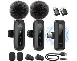 Microphone sans fil USB-C Lavalier – Mini Micro à pince Compatible avec Type-C Android/Tablette/PC – Avec pince rotative et réduction de bruit