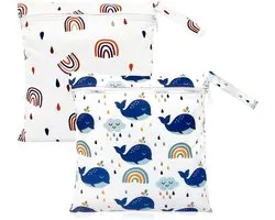 beifon 2 Pcs Wetbag for Kindergarten Large Diaper Bag, Waterproof Diaper Bag, Nose Bag, Reusable Wet Bag with Zip - ShopVlot