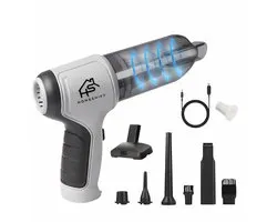 HomeShift® Auto Stofzuiger Draadloos V2 - Kruimelzuiger - Handstofzuiger - Kleine Stofzuiger - Draadloze stofzuiger - Air Duster - Nat & Droog - Grijs