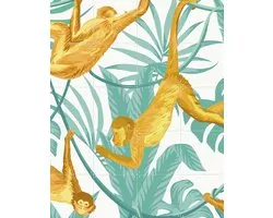 IXXI Happy monkeys, Creative Lab Amsterdam - 80 x 100 cm - Grote wanddecoratie en posters - Kleurrijk, Speels, Grafisch Ontwerp, Illustraties