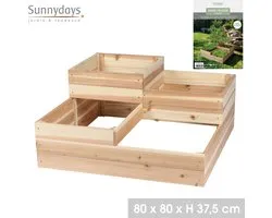 "Mon Jardin" Houten Moestuin Met 4 Niveaus 80X80XH37,5CM