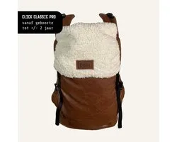 Porte-bébé ByKay Click Carrier Classic - Porte Bébé ergonomique de la taille 68 jusqu'à +/- 2 ans - Confortable et rapide avec Click & Go - pour le ventre, les hanches et le dos - Pilot Leather Teddy Light Brown
