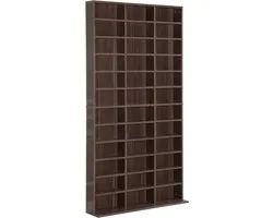 Opbergrekken voor CD en DVD, opbergrek, max. capaciteit 1116 CD/528 DVD, 36 vakken en verstelbare planken, voor kantoor, woonkamer, slaapkamer, 102 x 23,5 x 195 cm, kastanjebruin