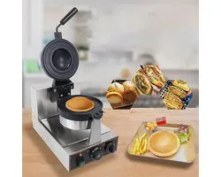 Commercial Waffle Iron, 1300W Electric Panini Press Non-Stick Coating, Hamburger Machine with Temperature And Time Control, Ice Filled Burger Machine For Home Kitchen,Singlehead