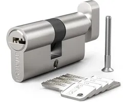 Bwintech 1pcs 45T/50mm Euro Brass Cylinder, 95mm Thumbturn/Key Barrel Lock With 5 Horizontal Brass Keys, Has - ShopVlot