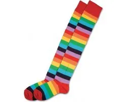 New Age Devi - 2 Paar Rainbow over the knee socks - Fel gekleurde kousen gestreept