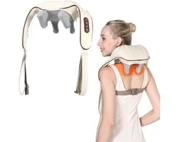 Deep-Sea Wireless Massage Neck Pad - With Heating Function - A pillow pad combining finger pressure and shoulder massage, with a bionic hand design - White version