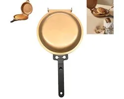 Dubbelzijdige koekenpan - Eierpan - Pannenkoekpan - Anti-aanbakpan - Omkeerbaar ontwerp - Keramische coating - Gietijzer - 19cm×36cm - Geschikt voor ontbijt, eieren bakken, pannenkoeken en sandwiches - Goud