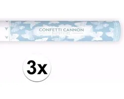 Confetti shooter/kanon - 3x - papier - witte vlinders - 40 cm - feestartikelen bruiloft/huwelijk