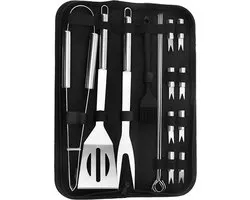 16-Pack RVS BBQ Tools, Stainless Steel Tool Utensils Accessories, Grill Utensils，Perfect Grill Kits for Outdoor Cooking & Gifts for Men