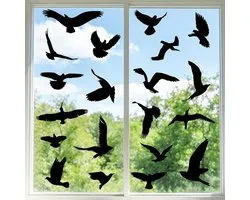 Vogelbescherming stickers - Vogelbescherming stickers raam - 37 stuks - Raamstickers vogels statisch - vogelstickers raam buiten - verplaatsbare vogelbescherming stickers - Geschikt Voor vensterglasdeur vogelbescherming - Zwart