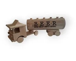 Camion citerne en bois avec espace pour une bouteille de bière ou de vin camion fête des pères cadeau homme cadeau homme mancave chauffeur papa grand-père anniversaire