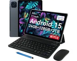 Tablette tactile Zenva T90 x Gemini AI 11" FHD, Android 15, 24 GB RAM, 128 GB ROM - 2 To SD, 8000 mAh, avec clavier, étui, stylet et souris.