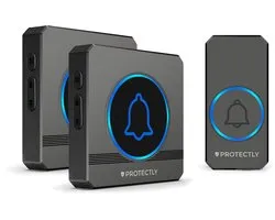 Sonnette sans fil Protectly® avec 2 récepteurs - Carillon - Portée 450 mètres - Étanche - 60 mélodies incluses - Ding Dong - 5 volumes - Étanchéité IP55 - Zwart