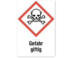 Gevaarsticker Giftig GHS06 Pictogram Rood Wit 300x200 mm