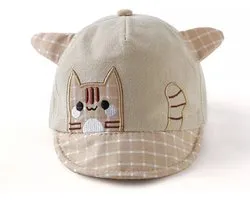 Casquette Bébé - Casquette de baseball - Beige - Chat - Oreilles - Katoen - 46/50cm - Bébé - Bambin - Enfant