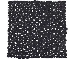 Tapis de sécurité AquaVive "Stones" pour bain ou douche | Noir | 55 x 55 cm | 100% PVC