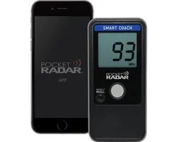 Radar de poche - Compteur de vitesse - Smart Coach - Baseball - Softball - Tennis - Avec système d'application - Zwart
