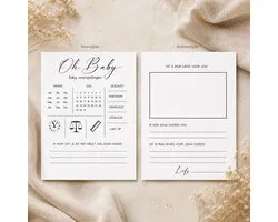 Oh Bébé BSG601 - Cartes à remplir pour babyshower (20 pièces) - Cartes de bébé - Prédictions pour bébé - Babyshower - Jeux de Reveal - Révélation du sexe - Cartes à remplir