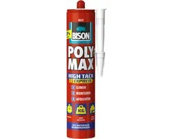 Bison Poly Max High Tack Express wit koker 425 gram, montagelijm, lijmen, monteren en afdichten, unieke SMP technologie, oplosmiddelvrij, binnen en buiten, vrijwel alle ondergronden