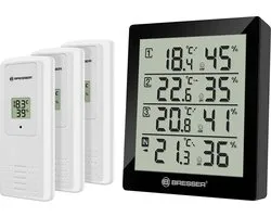 Thermo et hygromètre Bresser Temeo Noir avec 3 capteurs pour intérieur et extérieur