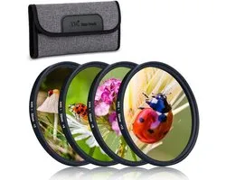 55mm Close-Up Filter Kit Macro Lens Filters voor DSLR Camera's - Set van 4 Filters (+2,+4,+8,+10) met Pouch voor Canon, Nikon, Sony, Pentax, Olympus en Fuji