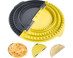 Scelleuse à tortillas 3 en 1 - Sertisseuse à tortillas pour tacos - Taille ajustable - Pour croûtes de 6 à 10 pouces - Préparez des quesadillas, tacos, burritos, sandwichs et plus encore - Sans BPA - Lavable au lave-vaisselle - Jaune et noir