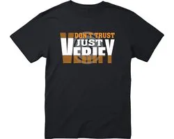 Don’t Trust Just Verify T-shirt - Unisex - Keep Mining - Crypto Cadeau - Bitcoin Cadeau - Bitcoin Kleding - Bitcoin Shirt - Crypto cadeau - Bitcoin Merch - Crypto T-shirt - Maat XL