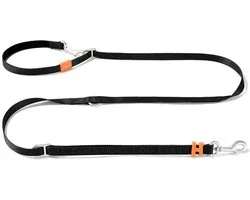 HowGo™ 8-in-1 Dog Training Leash (Black) - 1 Leash 8 Uses / Walking Running Jogging Training / Hands Free / Lightweight 140 grams / Durable Nylon / Adjustable 1.3m to 2.2m / wtih Padded Handle / Crossbody Waist / for All Size Dogs for All Breeds