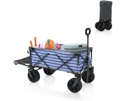 Tristar Campart Bolderkar HC-0422 - Convient pour la plage - Pliable et avec hayon - Chariot de plage avec cadre harmonica - Y compris sac de rangement gratuit - Blauw