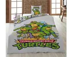 Housse de couette Ninja Turtles - Une personne - 140 x 200 cm - 65 x 65 cm - Polycoton