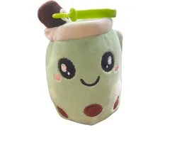 Trendy Bubble Tea / Boba Knuffel | Thai Tea Plush | Squishy | Incl. Sleutelhanger Optie - Matcha