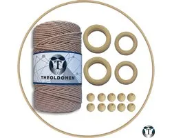 Macramé Pakket | 200 METER | Brick Red | Starter Set | Ringen | Kralen | Hout | Macramé Touw | 3mm | 100% Katoen | Macramé | Decoratie | DIY | Doe Het Zelf | Wandkleed | Dromenvanger | Plantenhanger | Tassen | TheOldOmen |