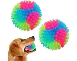 2 piezas Groot Oplichtende hondenballen Knipperende Elastische Bal Glow in the Dark Interactief huisdierenspeelgoed voor puppy, katten, honden voor Golden Retriever, Labrador, Grote Honden-2 palline da pugnalata