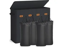SONGMICS RLH014B01 - Panier à linge 4 compartiments - 210 L - sac intérieur amovible et lavable - avec couvercle