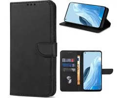 Solidenz Bookcase - Convient pour Oppo Reno8 Pro / Oppo Reno 8 Pro 5G - 3 emplacements pour cartes - Compatible recharge sans fil - Zwart