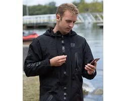 JETPILOT X1 Outerwear Jack, W17700, Maat S, 8000 mm. WP, Geïntegreerde waterdichte koptelefoontjes, Zwart