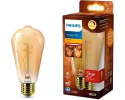 Philips Vintage LED - Dimbare lamp - 25W - Extra warmwit licht: 1800K - E27 fitting - Amberkleurig glas - Lampvorm Edison: ST64