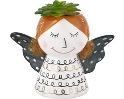 Baroni Home Angel Ceramic Vase Christmas Decoration, Modern Figure, Indoor or Outdoor, 16 x 8 x 14 cm, White Dress