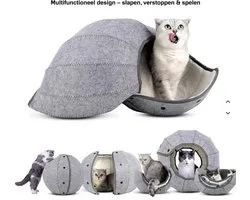 Kattenmand - Kattenhuis - Speeltunnel kat - Grijs - Mia & Juta®