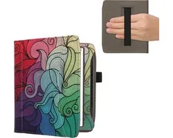 Étui à rabat kwmobile adapté au Pocketbook Era / Era Color - Étui avec poignée et poche avant pour liseuse - Book case en rose / bleu / vert - Design coloré