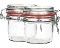 2x Verres Weckjar 255 ml - Rond & Transparent - Bocaux de conservation, Mason Jar, Bocaux à conserves avec couvercle, Pots à confiture - Rechargeable - Glas - 2 Bocaux